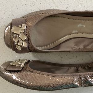 "Fioni" shiny flats with embellished rhinestones size 8